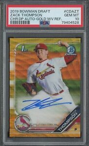 2019 Bowman Draft Chrome Baseball Gold Wave Zack Thompson #CDA-ZT PSA 9