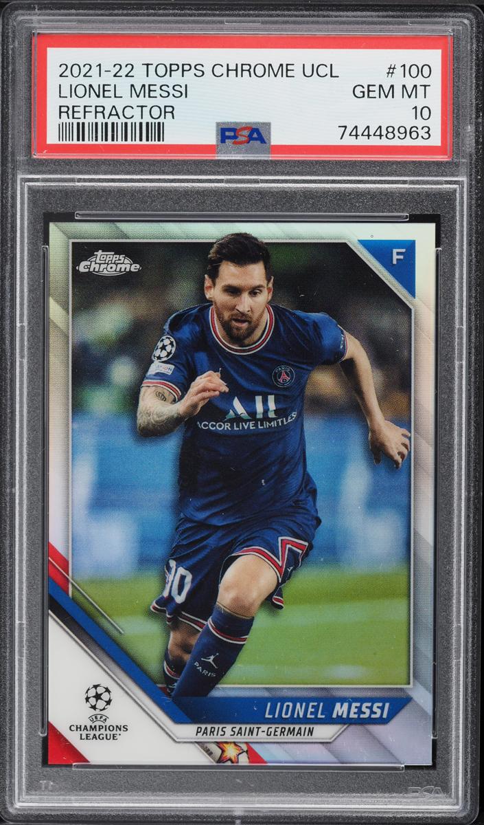 2021 Topps Chrome UEFA Champions League Lionel Messi [Purple] #100 card