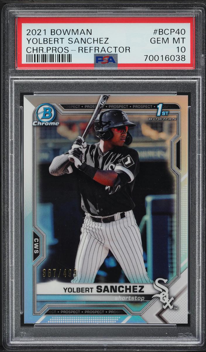 2021 Bowman Chrome Baseball Refractor Yolbert Sanchez #BCP-40 PSA 10