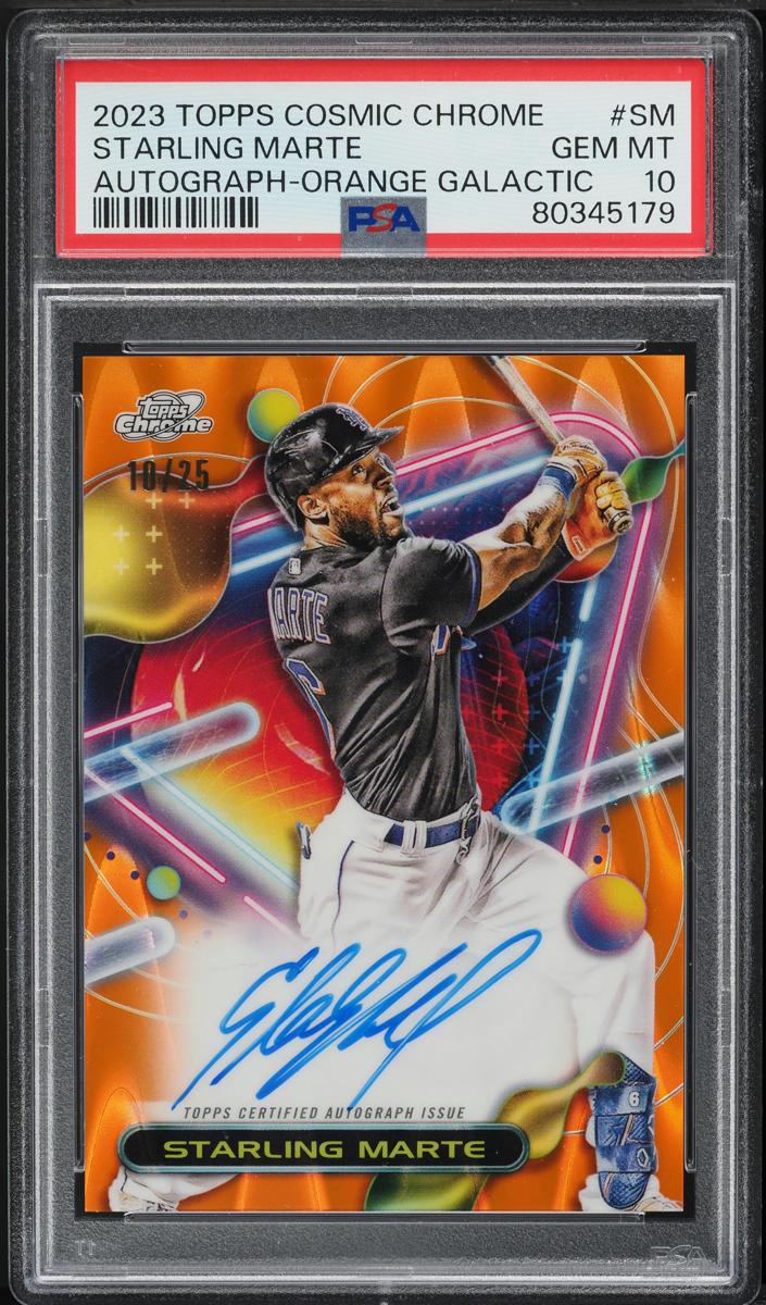 2023 Topps Cosmic Chrome Baseball Orange Galactic Starling Marte #CCA-SM PSA 9