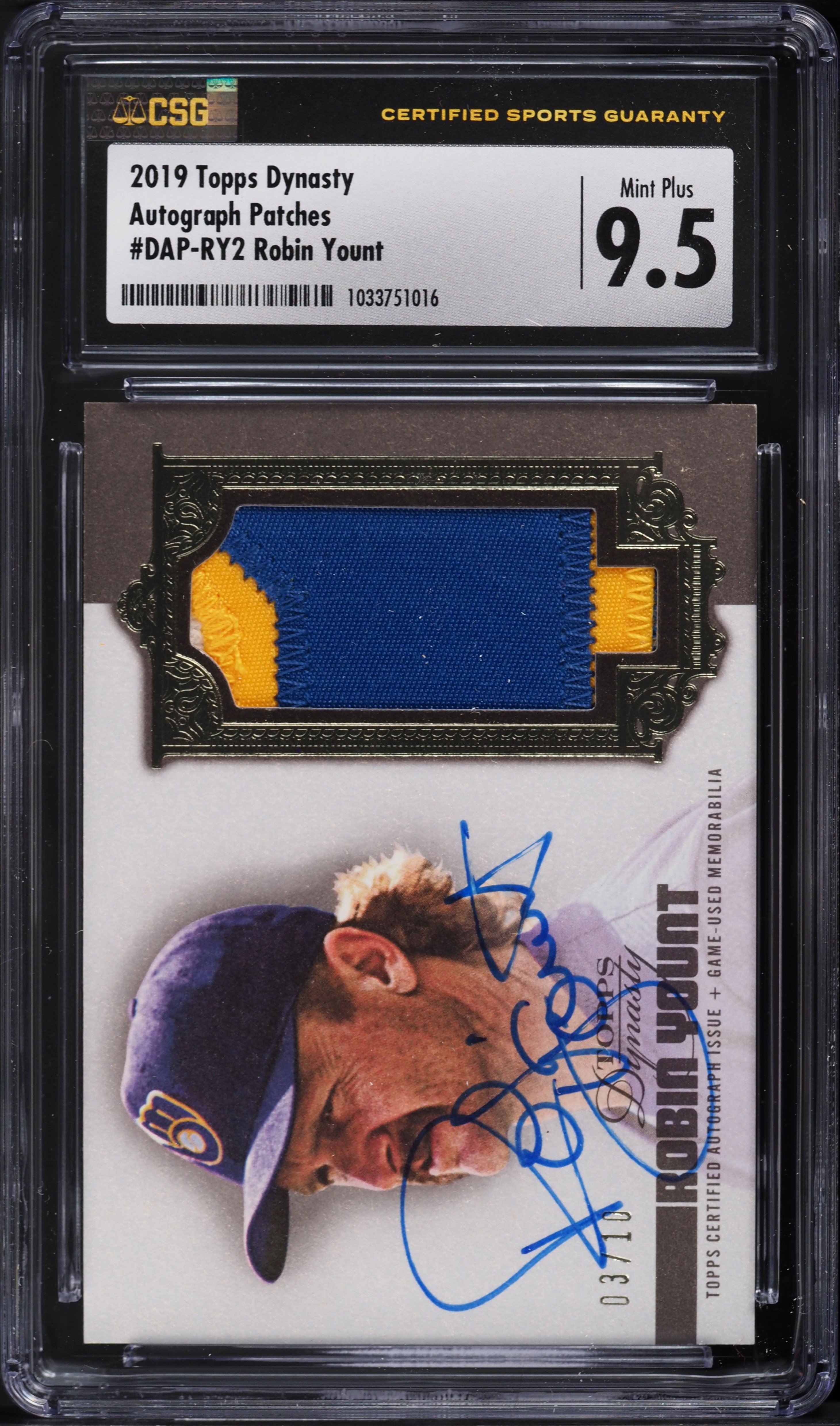 2019 Topps Dynasty Baseball Robin Yount #DAP-RY2 CGC 9.5