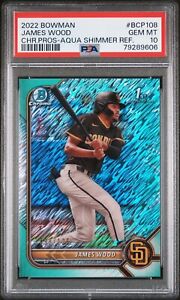 2022 Bowman Chrome Baseball Aqua Shimmer James Wood #BCP-108 PSA 10