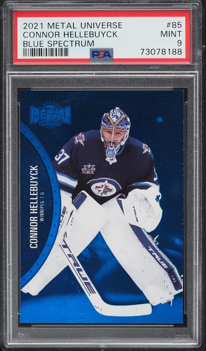 2021 Skybox Metal Universe Connor Hellebuyck [Blue Spectrum] #85 card