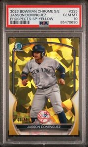 2023 Bowman Chrome Sapphire Baseball Yellow Jasson Dominguez #BCP-225 SGC 9