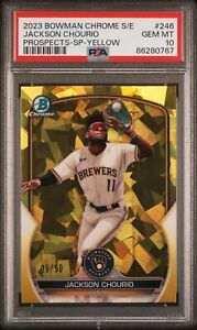 2023 Bowman Chrome Sapphire Baseball Yellow Jackson Chourio #BCP-246 PSA 9