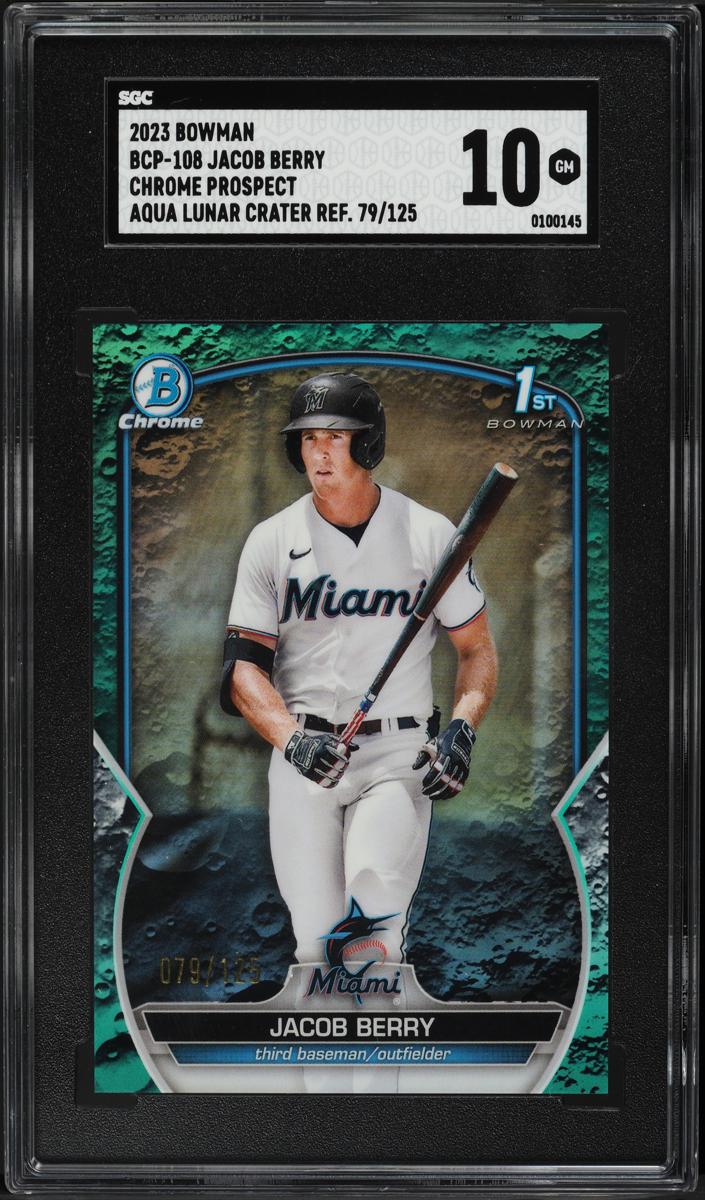 2023 Bowman Baseball Aqua Lunar Crater Refractor Jacob Berry #BCP-108 SGC 9.5
