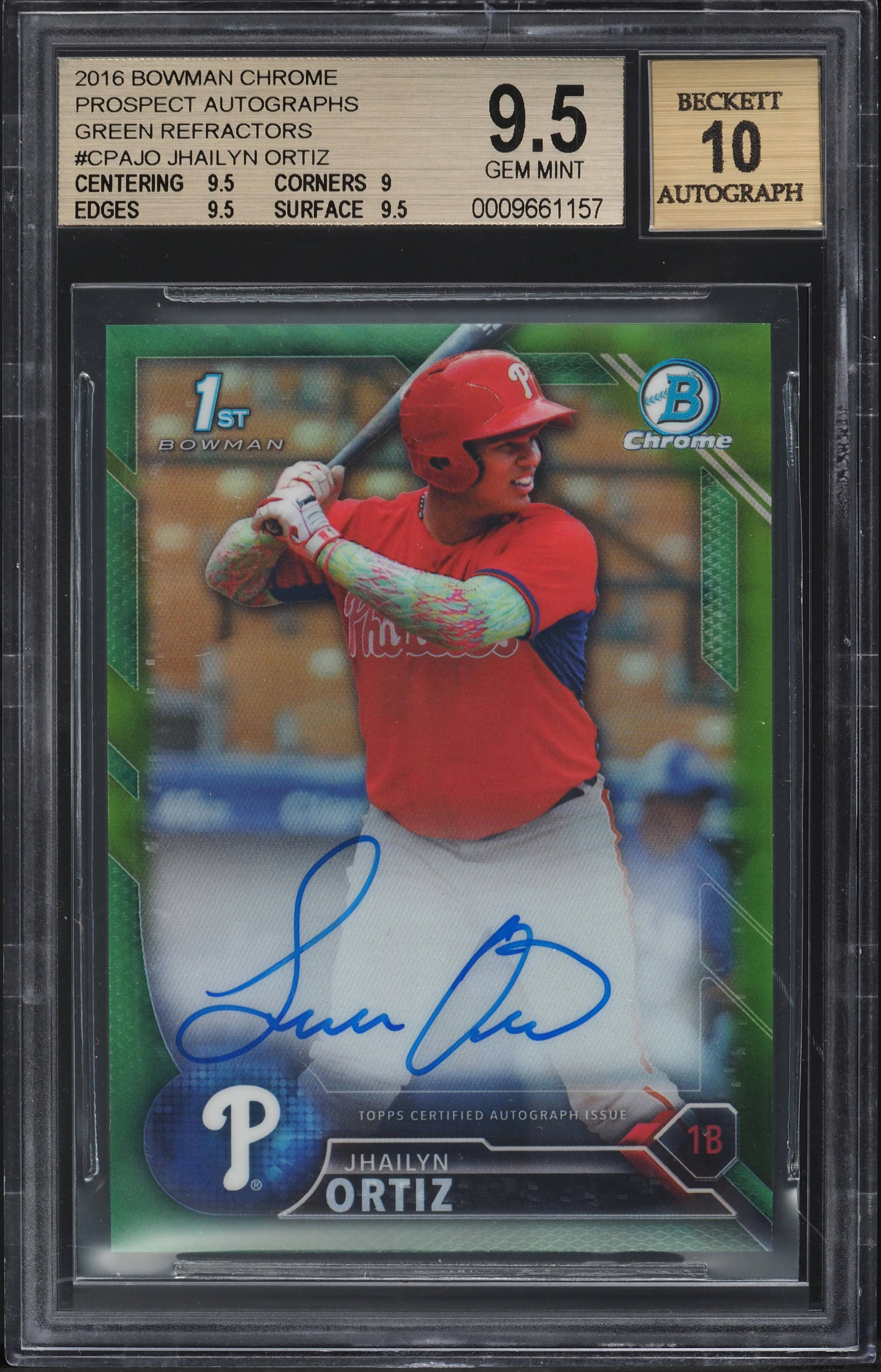 2016 Bowman Baseball Green Refractor Jhailyn Ortiz #CPA-JO