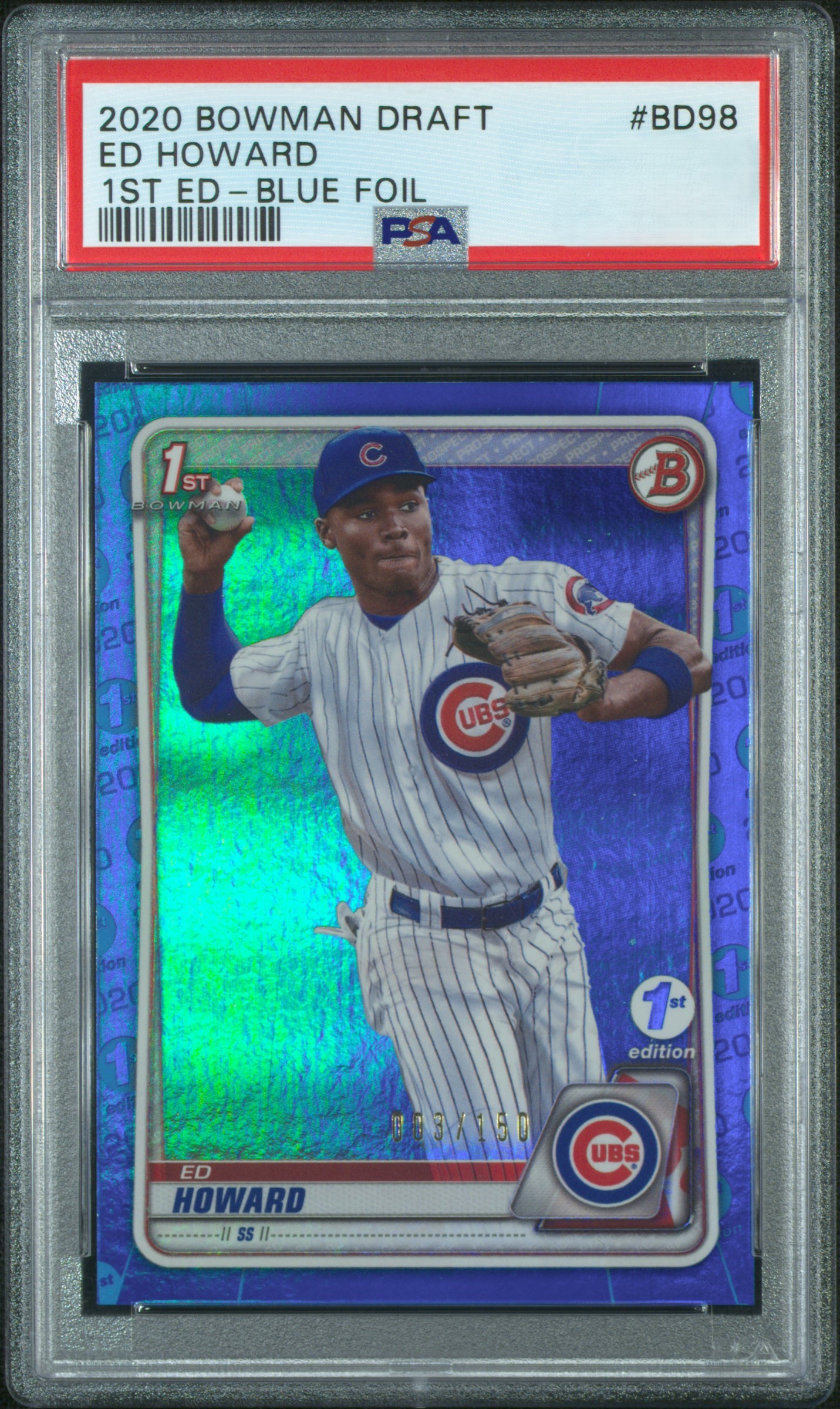 2020 Bowman Draft 1st Edition Baseball Blue Foil Ed Howard #BD-98 PSA 8.5