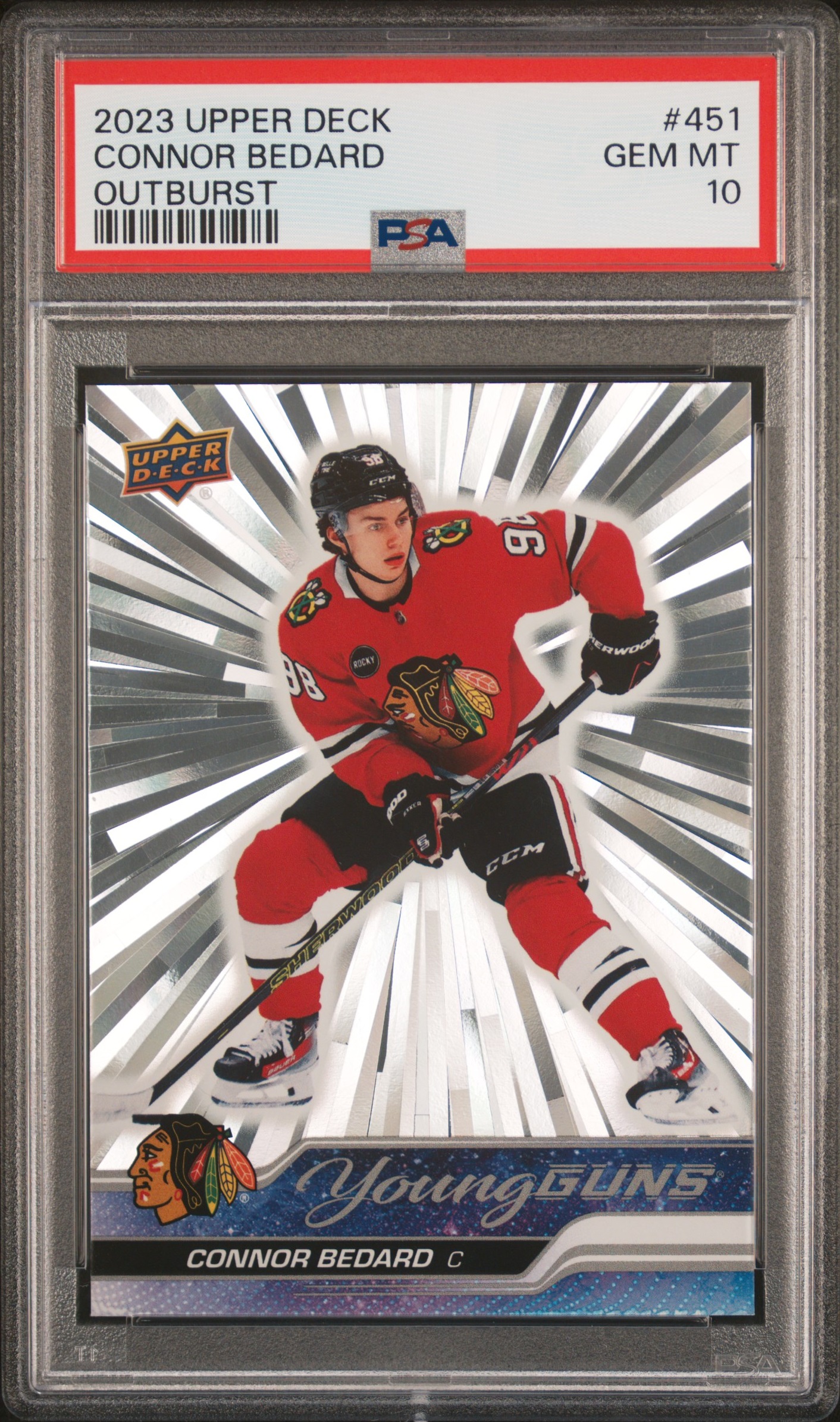 Connor Bedard 2023 Upper Deck Young Guns Hockey Outburst