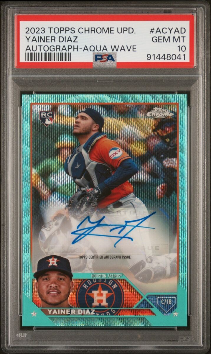 2023 Topps Chrome Update Baseball Aqua Wave Yainer Diaz #AC-YAD PSA 10