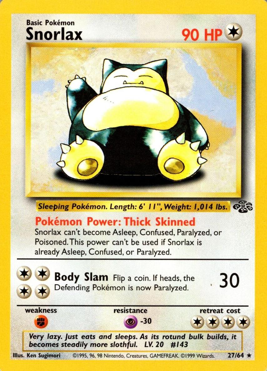 1999 Pokemon Jungle Pr Sa Holo #11 Snorlax front
