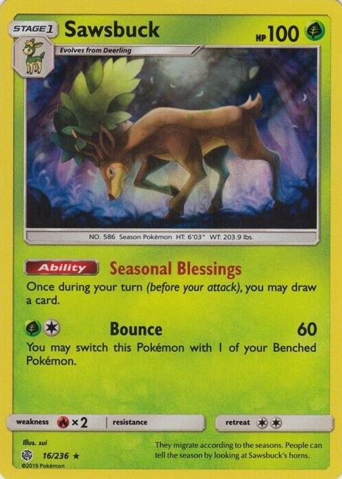 Sawsbuck Holo 2019 Pokemon Sun & Moon Cosmic Eclipse
