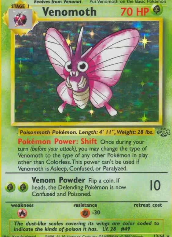 1999 Pokemon Jungle Holo #13 Venomoth front
