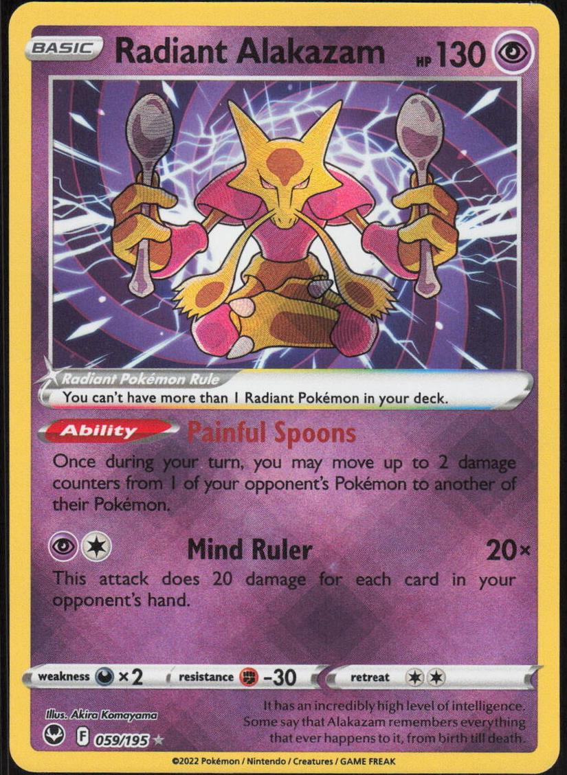 Radiant Alakazam 2022 Pokemon Silver Tempest