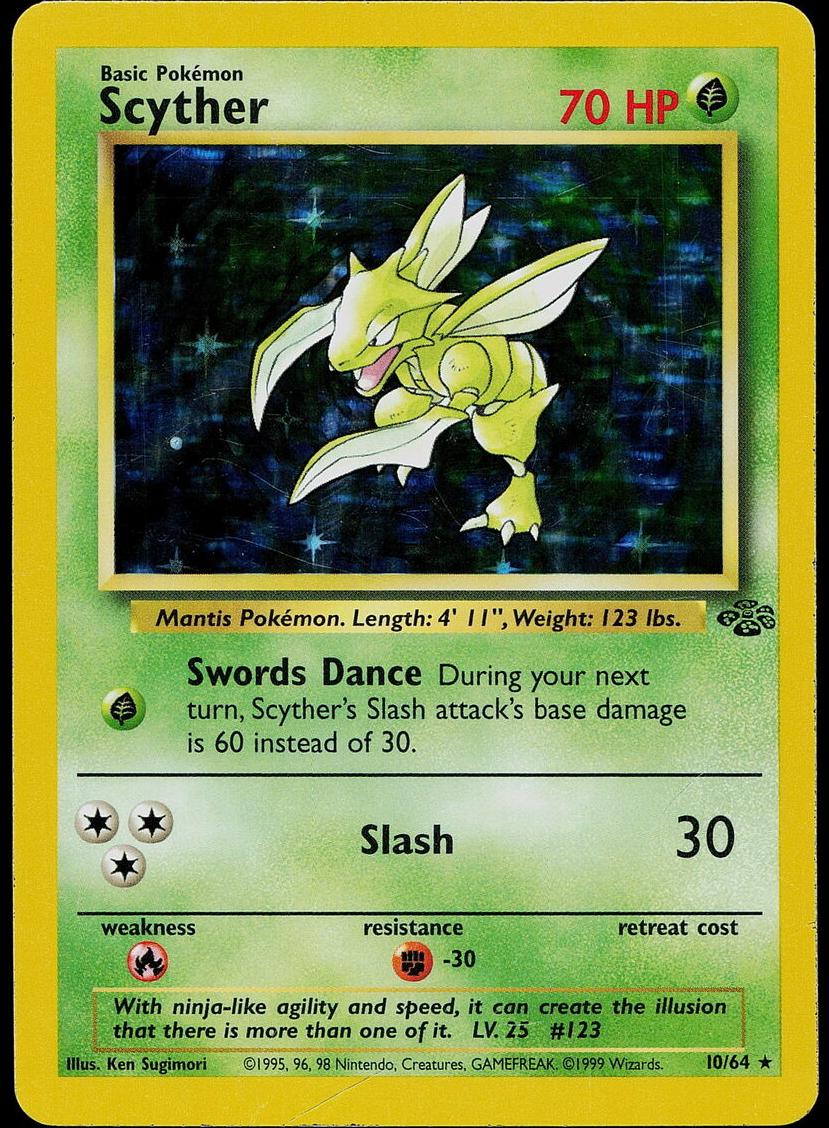 1999 Pokemon Jungle Holo #10 Scyther front
