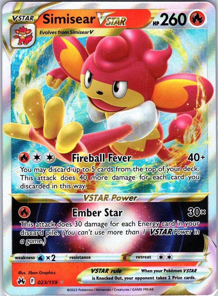 Simisear Vstar 2023 Pokemon Crown Zenith