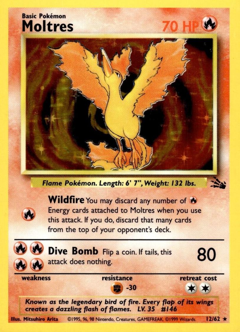 Moltres Holo 1999 Pokemon Fossil