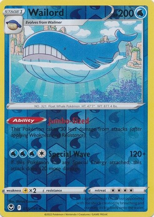 Wailord 2022 Pokemon Silver Tempest Reverse Foil