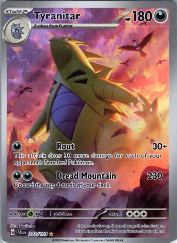 2023 Pokemon Paldea Evolved Illustration Rare #222 Tyranitar front