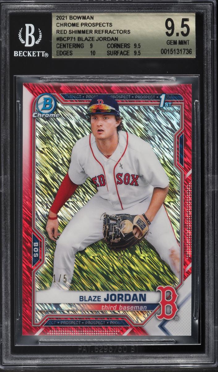 2021 Bowman Chrome Prospects Baseball Red Shimmer Blaze Jordan #BCP-71 PSA 9