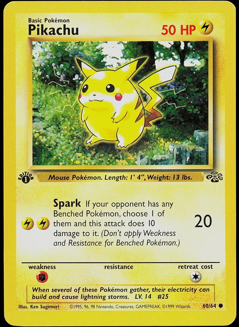1999 Pokemon Jungle 1st Edition #60 Pikachu front
