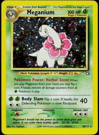 2000 Pokemon Neo Genesis Holo #10 Meganium front