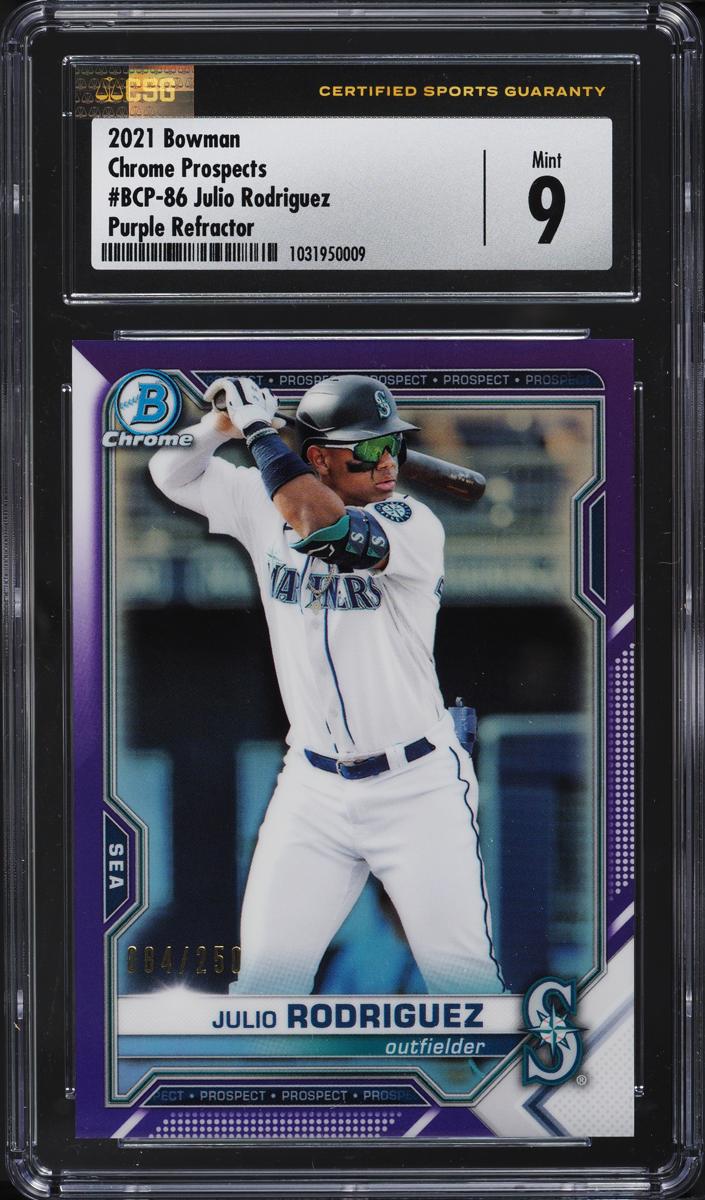 2021 Bowman Chrome Prospects Baseball Purple Julio Rodriguez #BCP-86 PSA 7.5