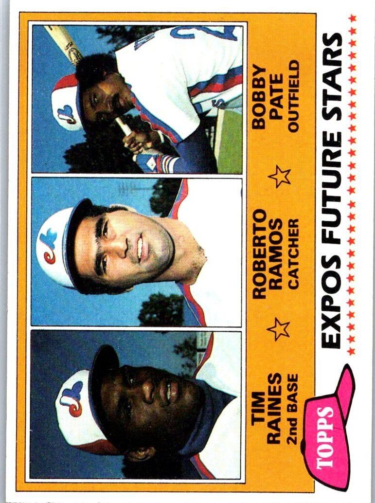 Tim Raines / Roberto Ramos / Bobby Pate 1981 Topps Expos Future Stars Baseball