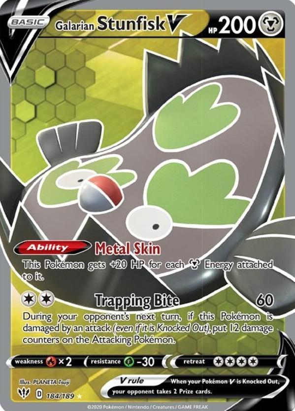 Galarian Stunfisk V 2020 Pokemon Sword & Shield Darkness Ablaze