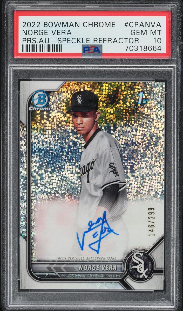2022 Bowman Chrome Prospects Baseball Speckle Norge Vera #CPA-NVA PSA 10