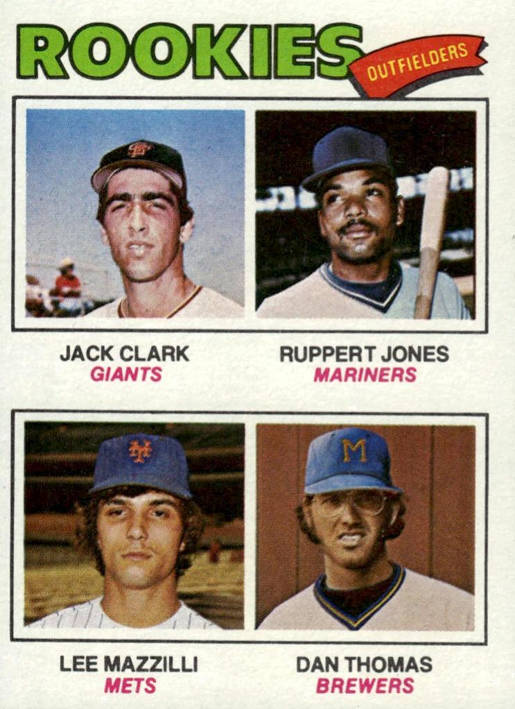 Jack Clark / Ruppert Jones / Lee Mazzilli / Dan Thomas 1977 Topps Rookie Outfielders Baseball