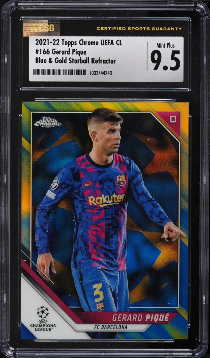 2021 Topps Chrome UEFA Champions League Gerard Pique [Blue] #166 card