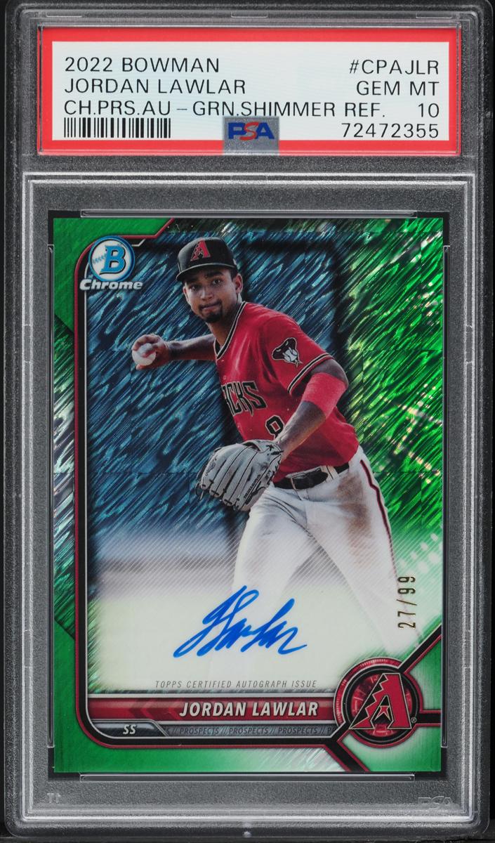 2022 Bowman Chrome Prospects Baseball Green Shimmer Jordan Lawlar #44