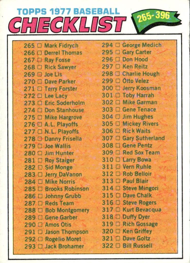 1977 Checklist 265-396 #356