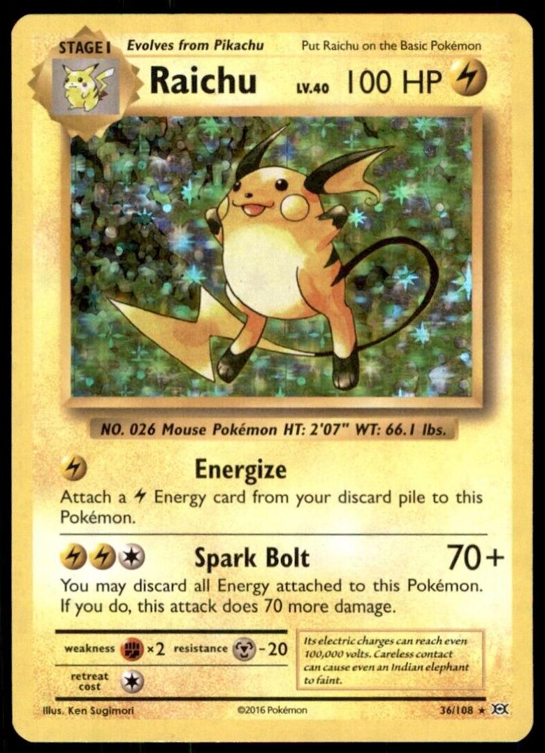 Raichu Holo 2016 Pokemon XY Evolutions