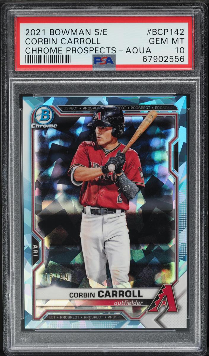 2021 Bowman Chrome Prospects Sapphire Baseball Aqua Corbin Carroll #BCP-142 PSA 10