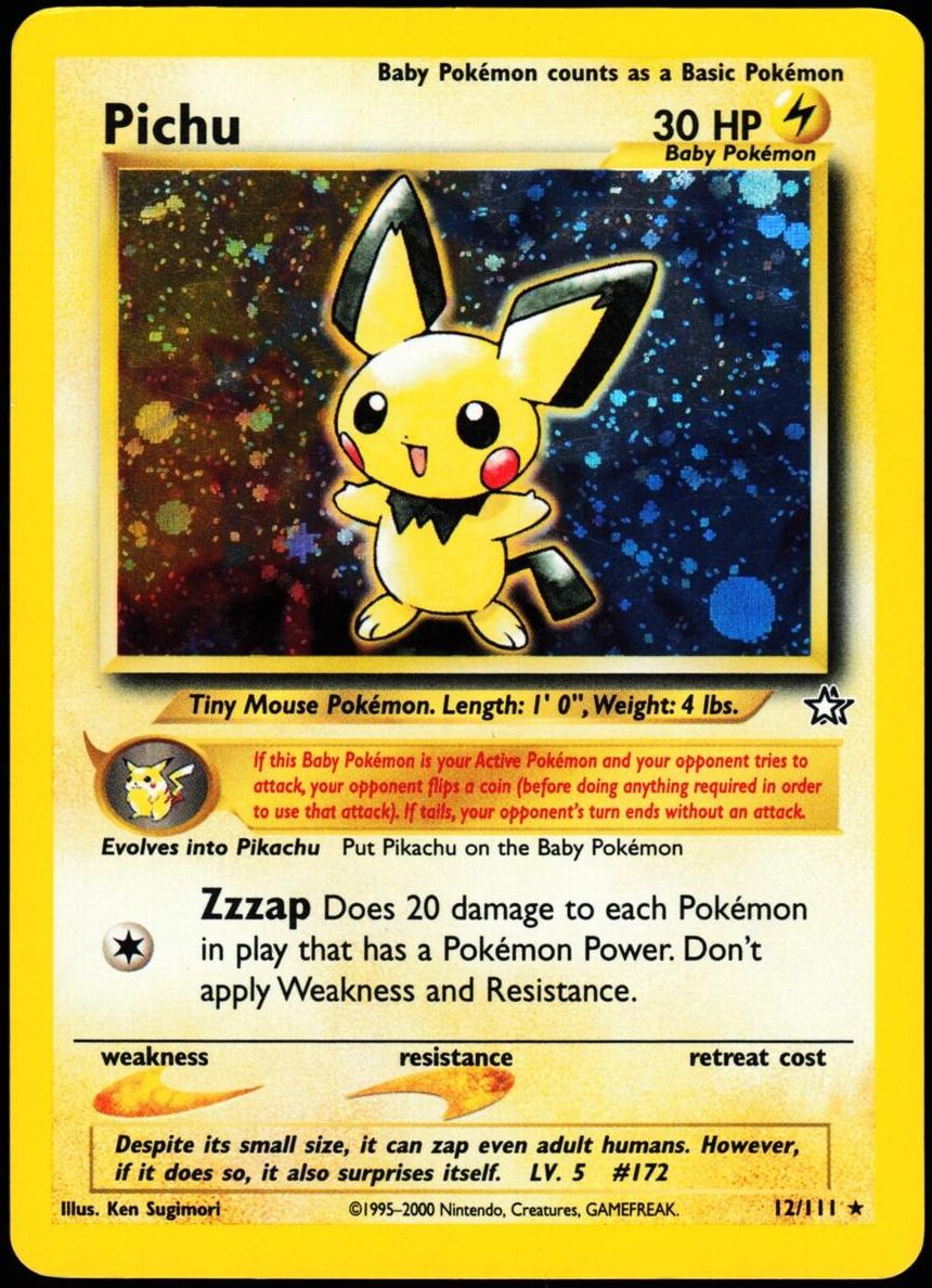 2000 Pokemon Neo Genesis Holo #12 Pichu front