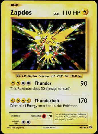 Zapdos Holo 2016 Pokemon XY Evolutions