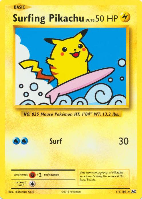 Surfing Pikachu 2016 Pokemon XY Evolutions