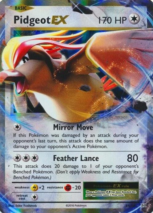 Pidgeot EX Holo 2016 Pokemon XY Evolutions