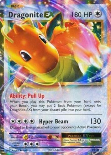 2016 Pokemon 72 Foil #72 Dragonite front