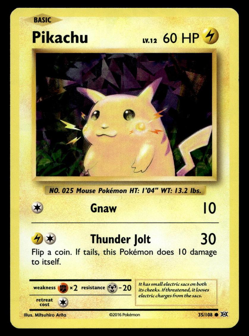 Pikachu Holo 2016 Pokemon XY Evolutions Cracked Ice