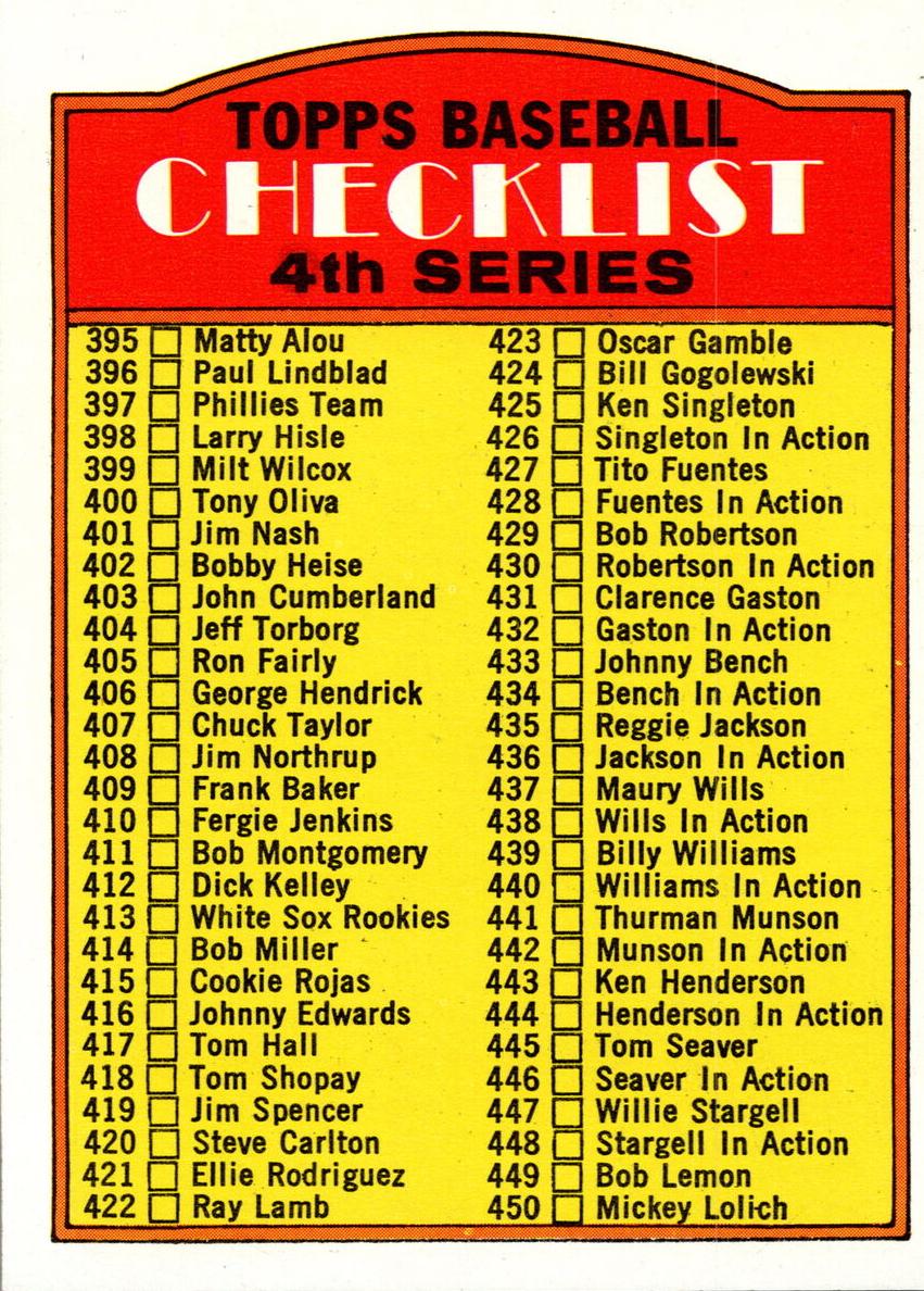 1972 4th Series Checklist 395-525 #378