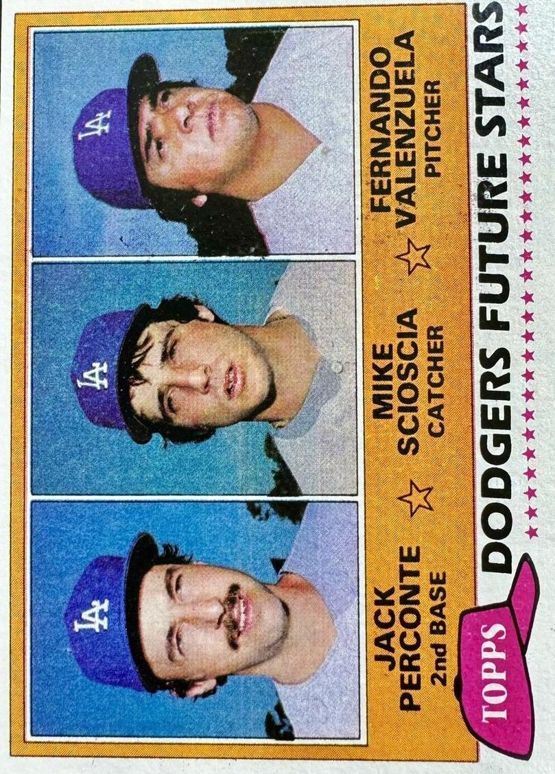 Jack Perconte / Mike Scioscia / Fernando Valenzuela 1981 Topps Baseball