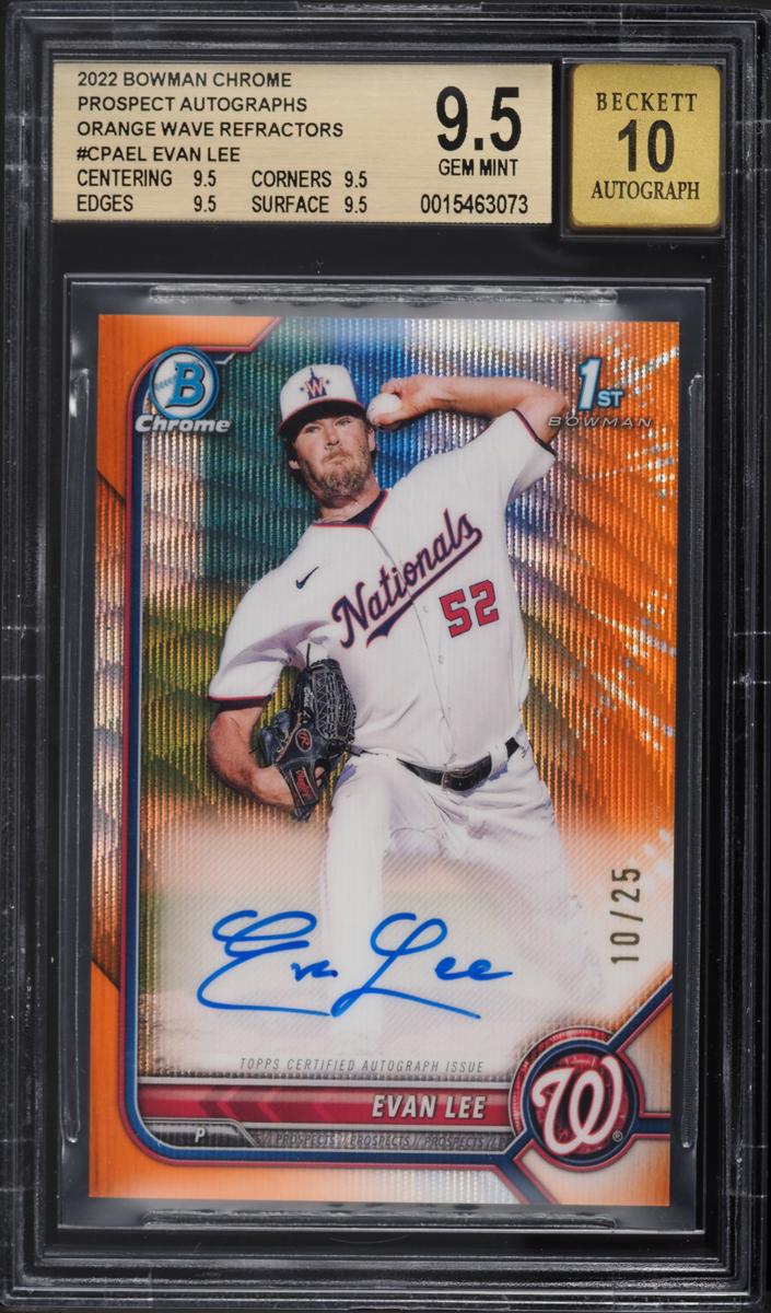 2022 Bowman Chrome Prospects Baseball Orange Wave Evan Lee #CPA-EL PSA 10