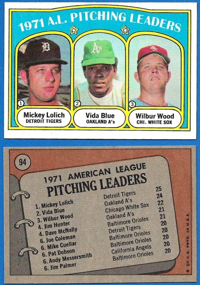 1972 A.L. Pitching Leaders #94
