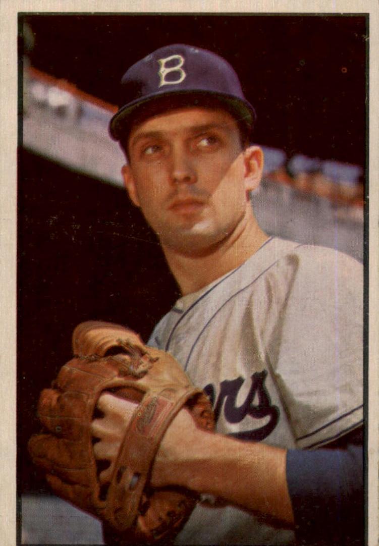 1953 Bowman Color Carl Erskine #12 card