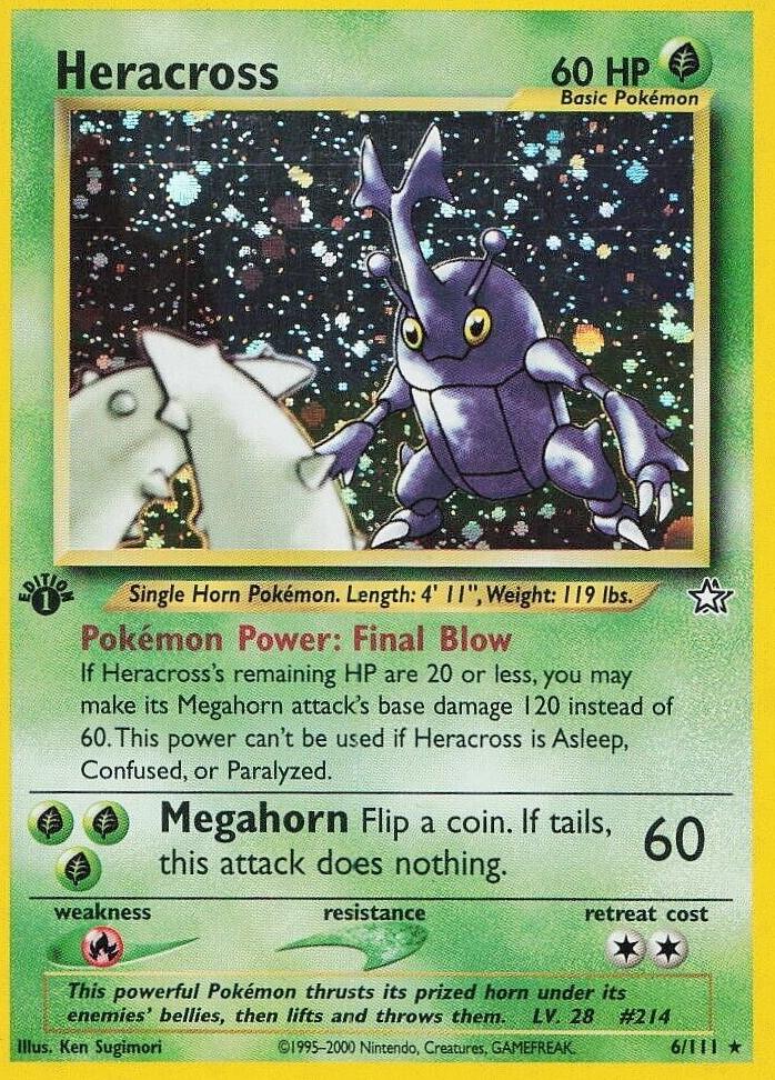2000 Pokemon Neo Genesis Holo #6 Heracross front