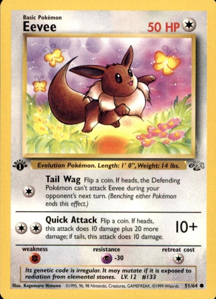 1999 Pokemon Jungle 1st Edition #51 Eevee front