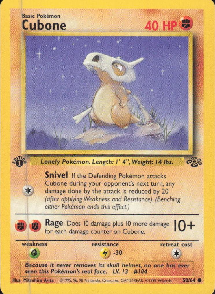1999 Pokemon Jungle 1ST EDITION #50 Cubone front